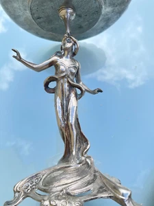 Art Nouveau centerpiece, footed bowl silver plated, footed beautiful woman, 27 cm H - Picture 1 of 7