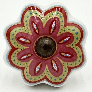 Perillas de gabinete con manija de cajón floral rosa colorido de cerámica - Imagen 1 de 12