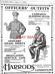 WW1 Advert HARRODS Officers' Wartime Outfits Small Original 1916 Print Ad 734/27 - Foto 1 di 1