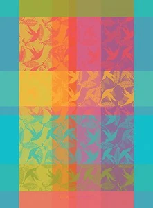 Garnier Thiebaut Woven Kitchen Towel French MILLE COLIBRIS HUMMINGBIRDS Bird New - Picture 1 of 6