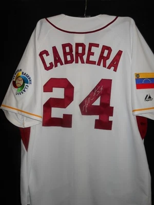 MIGUEL CABRERA SIGNED TEAM VENEZUELA 2009 WBC JERSEY OFFICIAL MAJES TIC - RARE! - Image 1 of 4