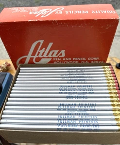 Vintage Atlas Pencils 1 Gross Box NOS Pullman Printers Advertising 144 Count - Bild 1 von 4