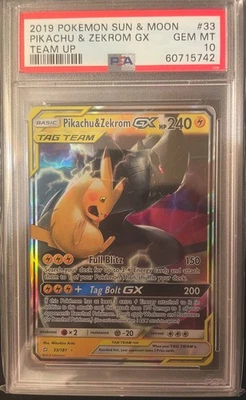 Pokémon 2019 Pikachu & Zekrom GX 33/181 Sun & Moon Team Up PSA 10 Holo - Image 1 of 2