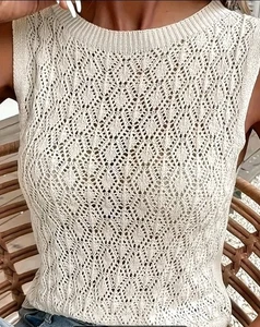 Ladies Beige off White Lacy Crochet Spring Summer Top Brand New Size 14 lovely - Picture 1 of 4