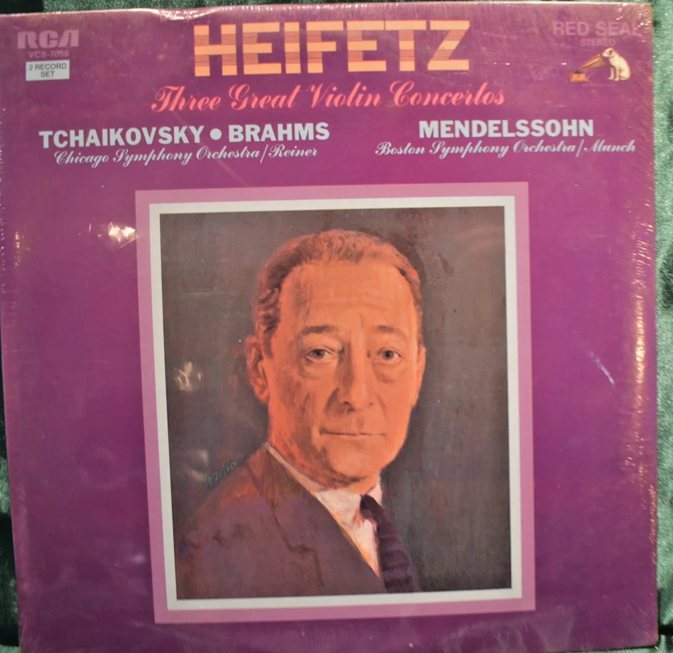 SEALED Heifetz, Tchaikovsky, Brahms ‎ Three Great Violin Concertos  DBL LP - Image 1 of 2