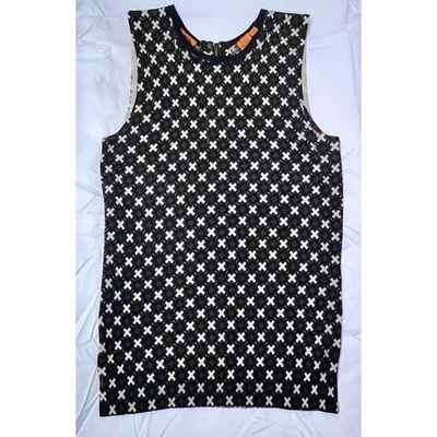 Tory Burch Black & White Geometric Merino Wool Knit Tank Top - Image 1 of 4