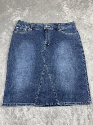 Falda lápiz de mezclilla de algodón elástico Venezia para mujer bolsillos Jean azul talla 18 midi Foto 1 de 4