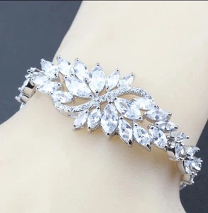 8Ct Marquise Cut Simulated Diamond Women's Tennis Bracelet 14K White Gold Plated - Picture 1 of 4