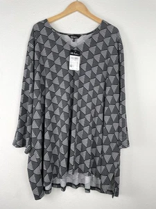 NWT Ulla Popken Damen Schwarz Weiß Tunika Top Bluse Gr. 36/38 - Bild 1 von 9