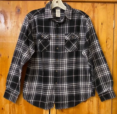 NWOT BOYS BLACK & GRAY PLAID FLANNEL SHIRT BY FADED GLORY SIZE 18 - Image 1 of 2