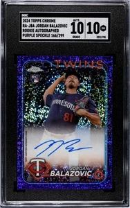 2024 Topps Chrome Update Jordan Balazovic Autographs Purple Speckle #/299 SGC 10 - Picture 1 of 2