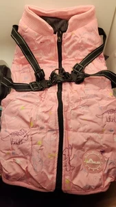 Haustier Hundejacke mit Geschirr Winter warm Hund wasserdicht Mantel PINK Dinosaurier Gr. L - Bild 1 von 5