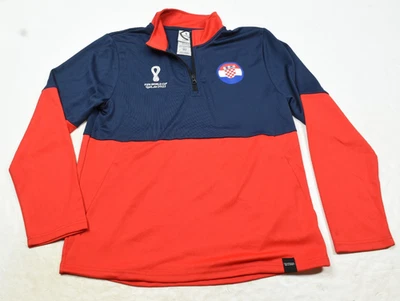 Copa Mundial de la FIFA 2020 CROACIA Pullover Oficial 1/4 Cremallera Hombre Medio Azul Rojo Fútbol Foto 1 de 4
