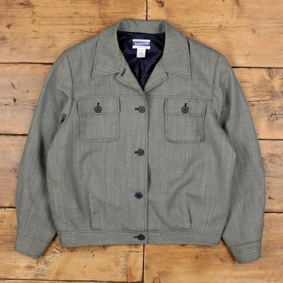 Vintage Pendleton Wool Jacket 12 Womens 00s Grey Bomber Check - Image 1 of 4