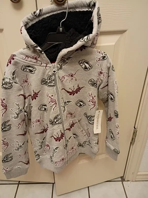 Новый мальчиков Toughskins Arctic путешествие толстовка с капюшоном кости динозавра с подкладкой куртка M 5/6 новый с Ярлыками - Изображение 1 из 3