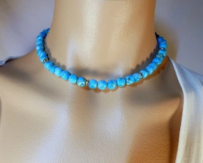 Аризона - бирюза - золото бисером ошейник ожерелье 8 мм - Изображение 1 из 4