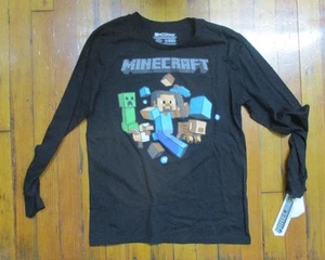 New w/ Tag: MINECRAFT Long Sleeve T-Shirt; Black; Boys Large; Steve & Creeper - Picture 1 of 1