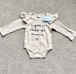 I got it from my mama beige Einteiler Body 3-6 Monate - Bild 1 von 2