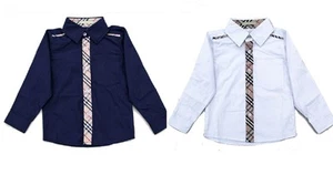 Boys designer long sleeve collared shirt  size 2-6 navy and white 100% cotton - Bild 1 von 7