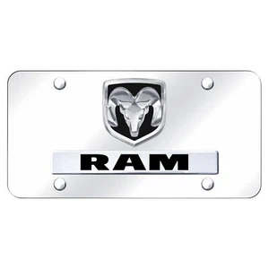 Dodge Dual Logo RAM License Plate (Chrome) - Picture 1 of 2