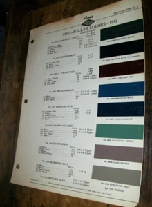 1942 WILLYS Acme car auto Paint Chips- Very Good - Picture 1 of 1
