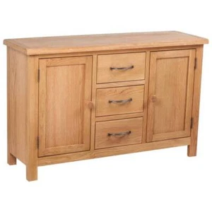 Sideboard with 3 Drawers Solid Oak Wood - Picture 1 of 8