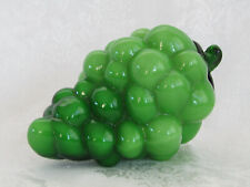 Green Art Glass Grapes 6” Long Cluster with Stem & Leaf