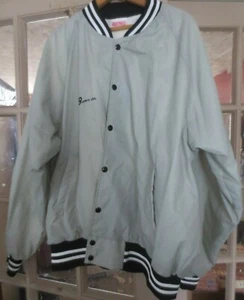 F8 Camera Club Hartwell Satin Jacket 1980s 90s Grey Black Snap Bomber Size XL - Picture 1 of 9