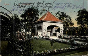 Erfurt Thüringen Color Postkarte 1912 gelaufen Grünanlagen im Stadtpark Pavillon - Picture 1 of 2