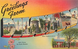 DELAWARE DE GROSSBRIEF VINTAGE LEINEN POSTKARTE um 1945 030225 U - Bild 1 von 2