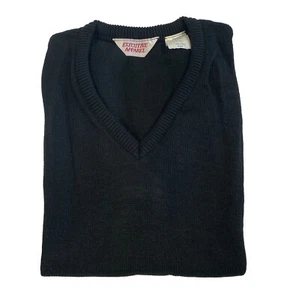 Unisex Black Waffle Knit Pullover Vest Soft Polyester Machine Washable Small S - Picture 1 of 5