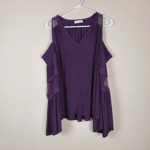 Camicia a tracolla Ramy Brook viola Faretta collo a V freddo taglia small - Foto 1 di 7