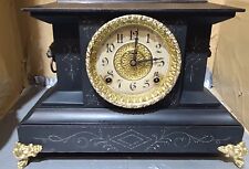 E. Ingraham 8 Day,key Wound Lionheads Engraved,Mantel Clock.