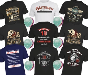 T-Shirt 18. Geburtstag lustig bedruckte Sprüche Shirts + 5 Ballons 18. Geschenk - Bild 1 von 16