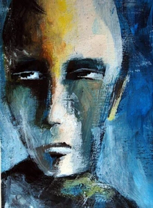 ACEO ORIGINAL COLLECTIBLE ABSTRACT EXPRESSIONISM portrait Painting MINIATURE ART - Picture 1 of 3
