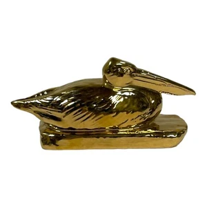 Rookwood Pottery Golden Pelican Paperweight 1986 Limited Edition 24K Gold Finish - Picture 1 of 13