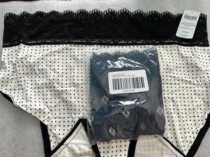 Set 2 Soma Embraceable SS Enchanting Lace High Leg Ivory Dots Navy Panty XXL NWT - Picture 1 of 1