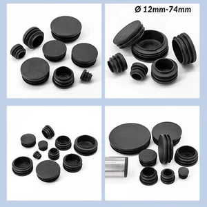 Ø 12mm-74mm Round Plastic Black Blanking End Caps Pipe Tube Inserts Plugs Bungs - Picture 1 of 29