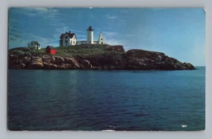 Cartolina d'epoca Nubble Light York Beach Maine - Foto 1 di 2