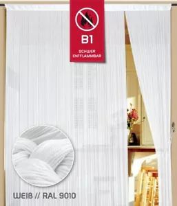 Fadenvorhang 300 cm x 400 cm (B x H) Farbe Weiß in B1 schwer entflammbar - Bild 1 von 3
