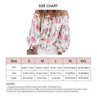 Floral Sleeve Blouse V Neck Off Shoulder Bell Sleeve Top Shirt(White XXL) NOW