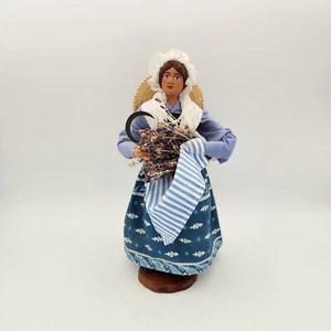 French Di Landro Santon Woman Maiden Figure - Scythe Lavender Bouquet Terracotta - Picture 1 of 10