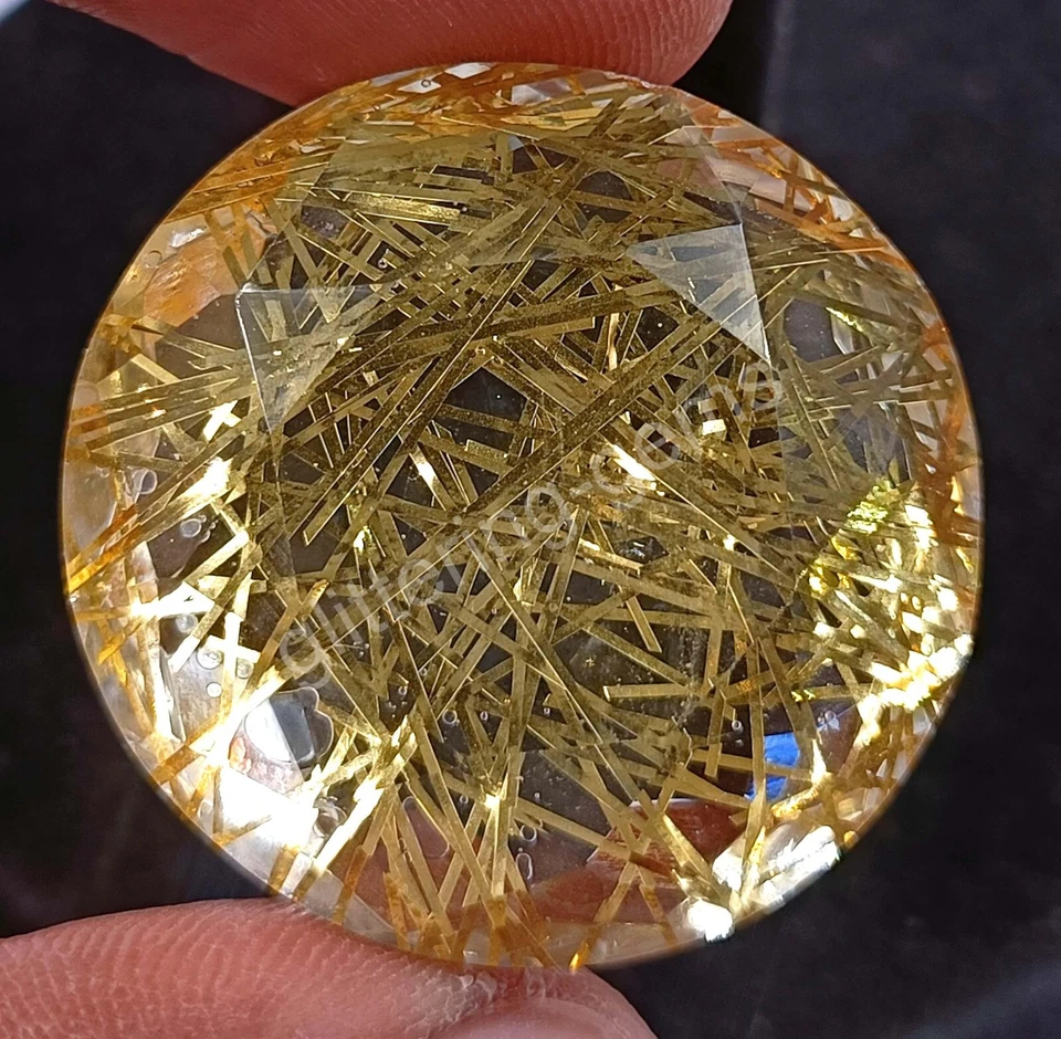 75.70 Ct Round Golden Rutilated Quartz Certified Transparent Loose Gems M25 - Image 1 of 4