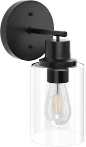 1-Light Bathroom Wall Sconce Matte Black Vanity Light, Modern Wall Light Fixture - Picture 1 of 16