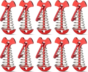 10 piezas de anclajes de cubierta con mosquetones, estacas de aluminio para amarrar estacas de tienda - Imagen 1 de 6