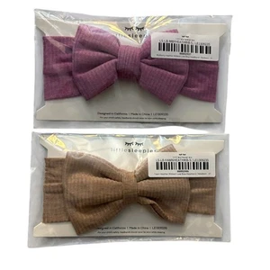 Little Sleepies Luxe Bows Ribbed Headbands Bundle Fawn Mulberry Heather Bamboo - Picture 1 of 4