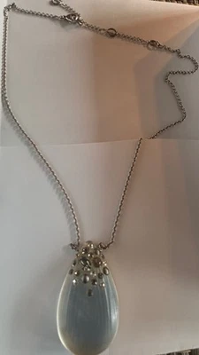 Alexis Bittar Blue Tone Crystals And Frosted Lucite Pendant Necklace. With Bag - Image 1 of 4