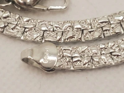 Collar de cadena pepita vintage de oro blanco de 14k con cáscara de 20" Foto 1 de 4