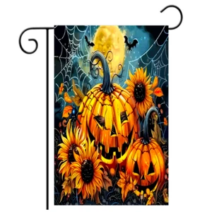 Bandera Jardín Halloween 12x18 - Calabaza Girasol Otoño Patio Decoración Una Cara Nueva - Imagen 1 de 4