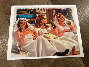 FRIENDS Wedding Dress Art 11x14” Rachel Phoebe Monica Poster Drinking Alcohol - Foto 1 di 2